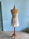 Y2K white slip dress with back opening