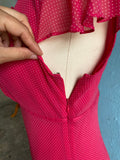 Y2K Ann Taylor Hot pink polka dot silk bias cut dress