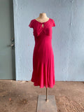 Y2K Ann Taylor Hot pink polka dot silk bias cut dress