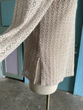 90's-Y2K Tan mesh knit long sleeve top