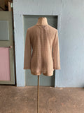 90's-Y2K Tan mesh knit long sleeve top