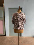 90's White button down shirt with scribble doodle print