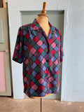 90's Purple diamond scale button down shirt