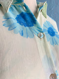 90's-Y2K sheer baby blue daisy short sleeve button down shirt