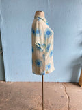 90's-Y2K sheer baby blue daisy short sleeve button down shirt