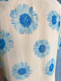 90's-Y2K sheer baby blue daisy short sleeve button down shirt