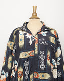 1990's Black Nylon bomber jacket with a floral and southwestern print