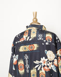 1990's Black Nylon bomber jacket with a floral and southwestern print