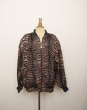 1990's Tiger striped Silk Plus size bomber jacket