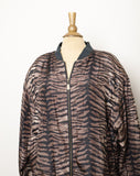 1990's Tiger striped Silk Plus size bomber jacket
