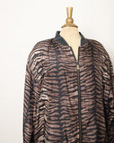 1990's Tiger striped Silk Plus size bomber jacket