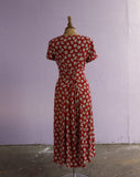 1990's Ann Taylor Red and white floral button down maxi dress