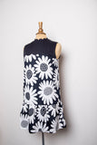 Victoria Beckham 60's Mod inspired Black and White daisy sleeveless dress
