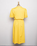 1980's Canary Yellow short sleeve dress with Navy outline & buttons