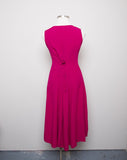 1990's Fuschia sleeveless button down dress with 2 front slits