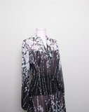 1970’s Black & White sheer floral long sleeve Dress with peplum skirt