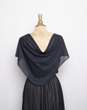 1970's Black sheer disco dress with an attached capelet
