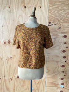 90’s Triangle tribal Gold & Black boxy shirt