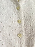 Y2k White eyelet short sleeve button down  plus size shirt