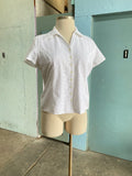 Y2k White eyelet short sleeve button down  plus size shirt