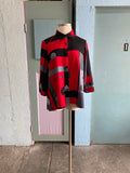 Y2K Red, Black and Gray Geo Shaped color block shirt