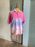 80-90's Pink & Violet pastel tie-dye Hawaiian shirt