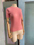 90's-Y2K bubblegum pink striped mock neck knit top