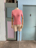 90's-Y2K bubblegum pink striped mock neck knit top