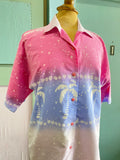 80-90's Pink & Violet pastel tie-dye Hawaiian shirt