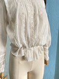 Antique French lawn white cotton blouse from the Victorian era