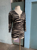 Y2K Black White zebra plus size top with silver rings