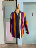 90's striped purple yellow long sleeve shirt