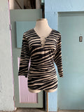 Y2K Black White zebra plus size top with silver rings