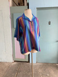 70's purple blue striped tunic top