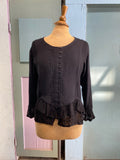 90's -Y2K black boho top with sheer layered hem