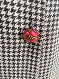 90’s Pink & black houndstooth shirt with bedazzled buttons.