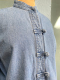 90's denim long sleeve shirt with mandarin collar