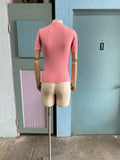 90's-Y2K bubblegum pink striped mock neck knit top