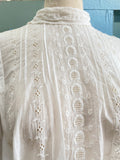 Antique French lawn white cotton blouse from the Victorian era