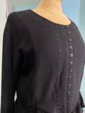 90's -Y2K black boho top with sheer layered hem