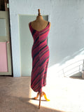 Y2K Betsey Johnson body con fuchsia & black striped dress