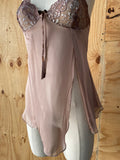 Y2K Brown sheer laced baby doll top