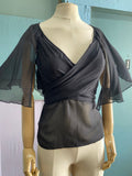 Y2K Black sheer capelet top