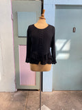 90's -Y2K black boho top with sheer layered hem