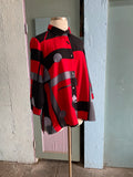 Y2K Red, Black and Gray Geo Shaped color block shirt