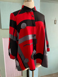 Y2K Red, Black and Gray Geo Shaped color block shirt