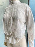 Antique French lawn white cotton blouse from the Victorian era