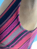 Y2K Betsey Johnson body con fuchsia & black striped dress