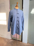 90's denim long sleeve shirt with mandarin collar