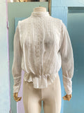 Antique French lawn white cotton blouse from the Victorian era